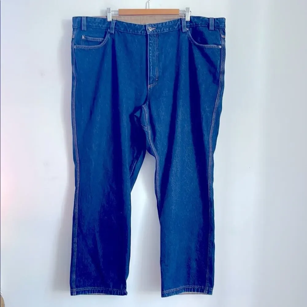 Duluth Trading Co. 100% cotton straight leg dark wash jeans sz 46x32